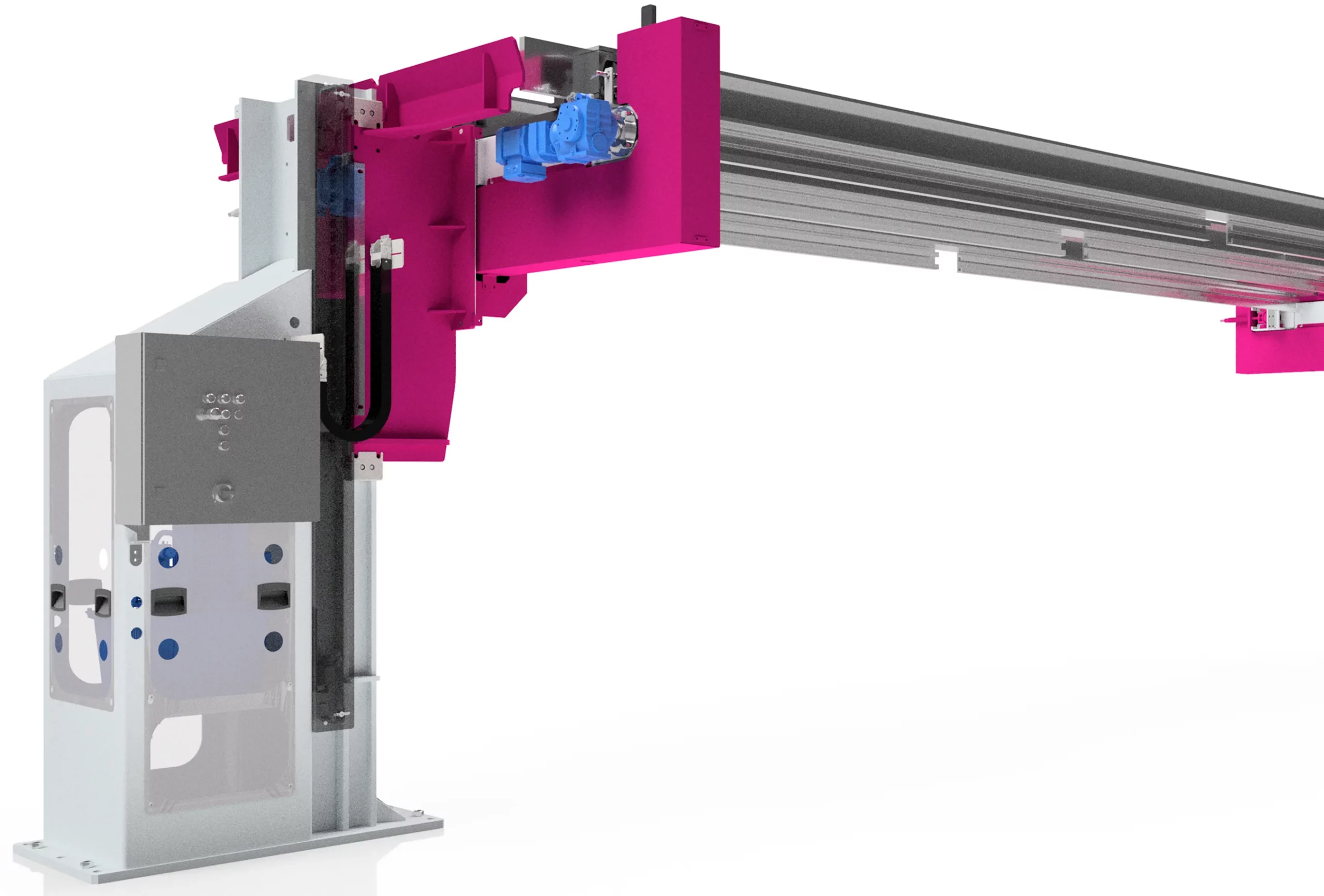 Kombiniertes Handling-System mit Hub- und Linearbewegung für präzise Förderprozesse von ALFATEC Handling-System mit vertikalem Hub und Linearachse für automatisierten Materialtransport in der Fördertechnik